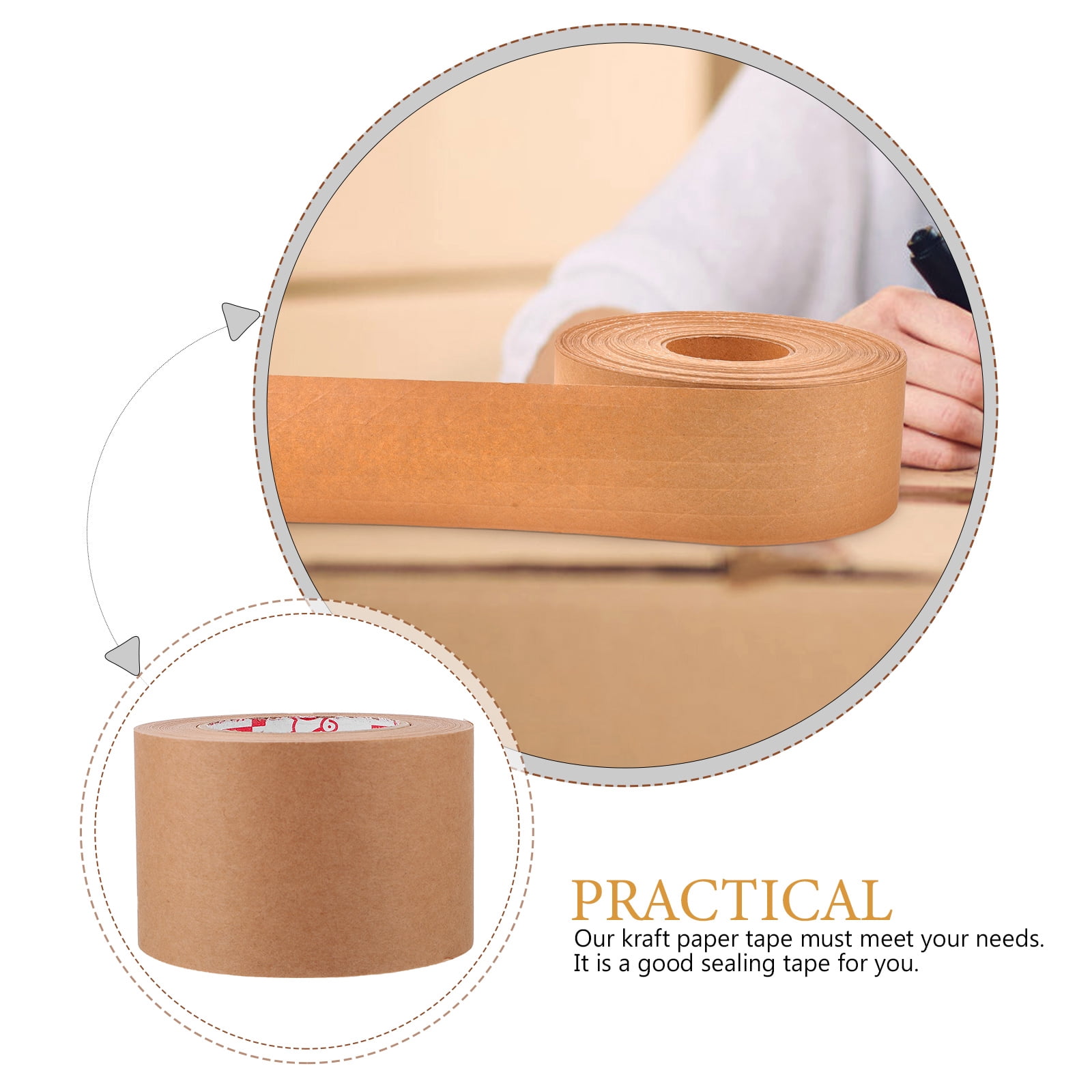 2 Rolls Kraft Paper Tape Heavy Duty Shipping Thick Packing Bulk Glue Household Frame Backing
