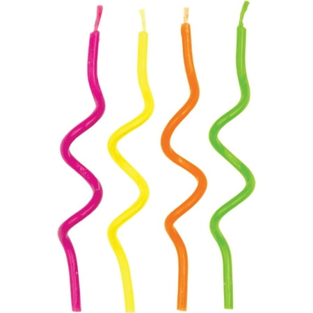Neon Curly Candles, 12 pk