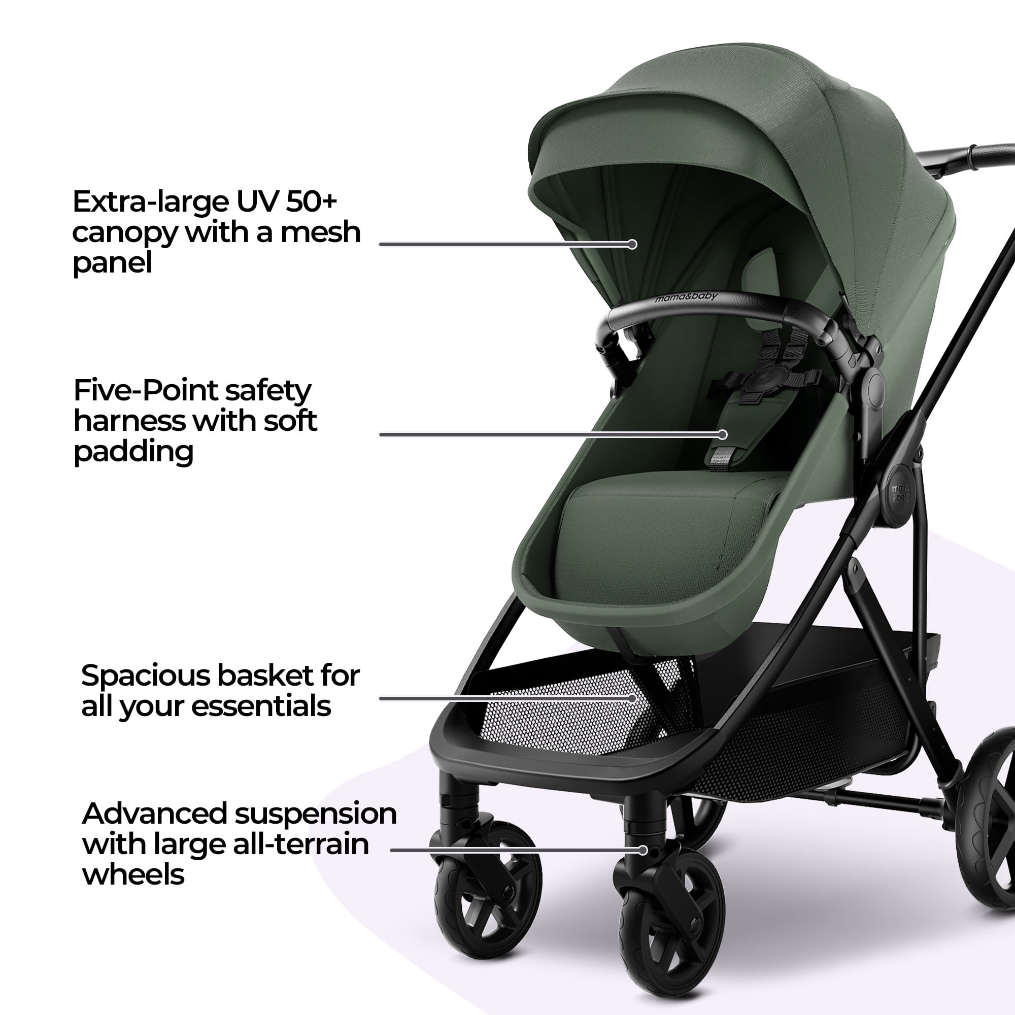 MAMA & BABY Rovee 2-in-1 Baby Bassinet Stroller with Reversible Seat and Large Canopy, Grey, 22.3LB, Unisex