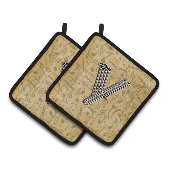 Carolines Treasures CJ2004-VPTHD Letter V Musical Instrument Alphabet Pair of Pot Holders, 7.5HX7.5W, multicolor