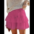 thumbnail image 1 of Falda Pantalón Estilo Bohemio con Volantes y para Mujer, Estilo Informal, de Cintura Alta, Color Rojo Rosa, Talla L, 1 of 9