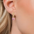 thumbnail image 3 of Gem Stone King 10K Yellow Gold Pink Zirconia Stud Dangle Earrings for Women | 3.00 Cttw | Gemstone Birthstone | Round 6MM, 3 of 6