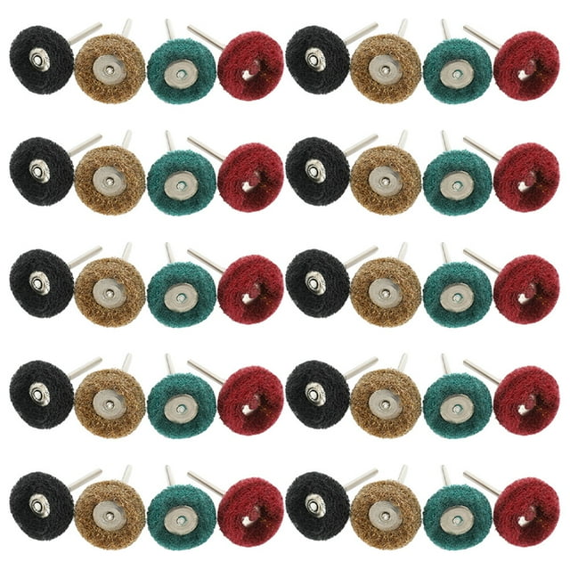 MasteelfCA 40PCS Abrasive Nylon Wheel Buffing Polishing Wheel Set for Rotary Tool (Red, Yellow, Green, Black, Each Color 10PCS)
