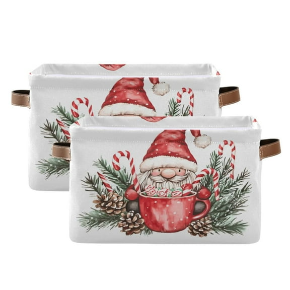 Ryvnso A Cute Christmas Gnome Storage Basket Large Bin Foldable Boxes Toys Organizer 14.2x10.2x8.3in 2 PCs