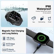 Smart Watch Fits for Android and iPhone, 2.01 AMOLED HD Curved Screen, Bluetooth Calls/Answer, Fitness Tracker, 110+ Sport Modes, Smart Watch for Men Women, IP68 Waterproof Smartwatch, Gifts