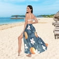 thumbnail image 6 of FORMRS Womens Beach Sarong Semi-Sheer Bikini Wrap Skirt Swimsuit Cover-ups, Oranges Pattern, 6 of 7