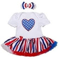 thumbnail image 4 of StylesILove Infant Toddler Girl 4th of July US Flag Holiday Short Sleeve Romper Tutu Skirt Headband 2pcs Set, 4 of 39