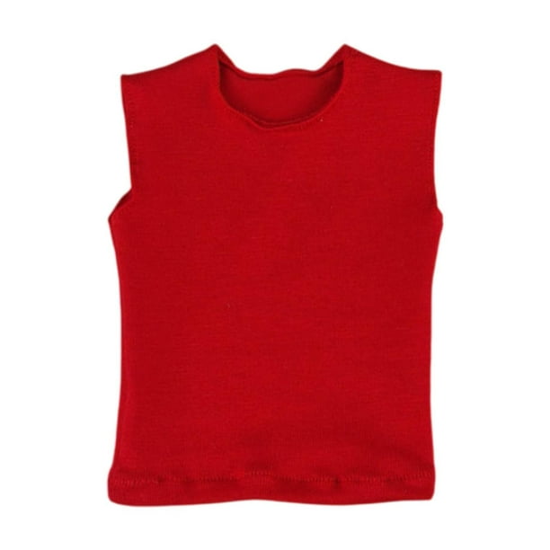 Camiseta sin mangas para hombre, chaleco a escala 1/6, ropa de Mini muñeca de moda de manga corta para figuras de modelos de muñecas de vestir Accs de rojo