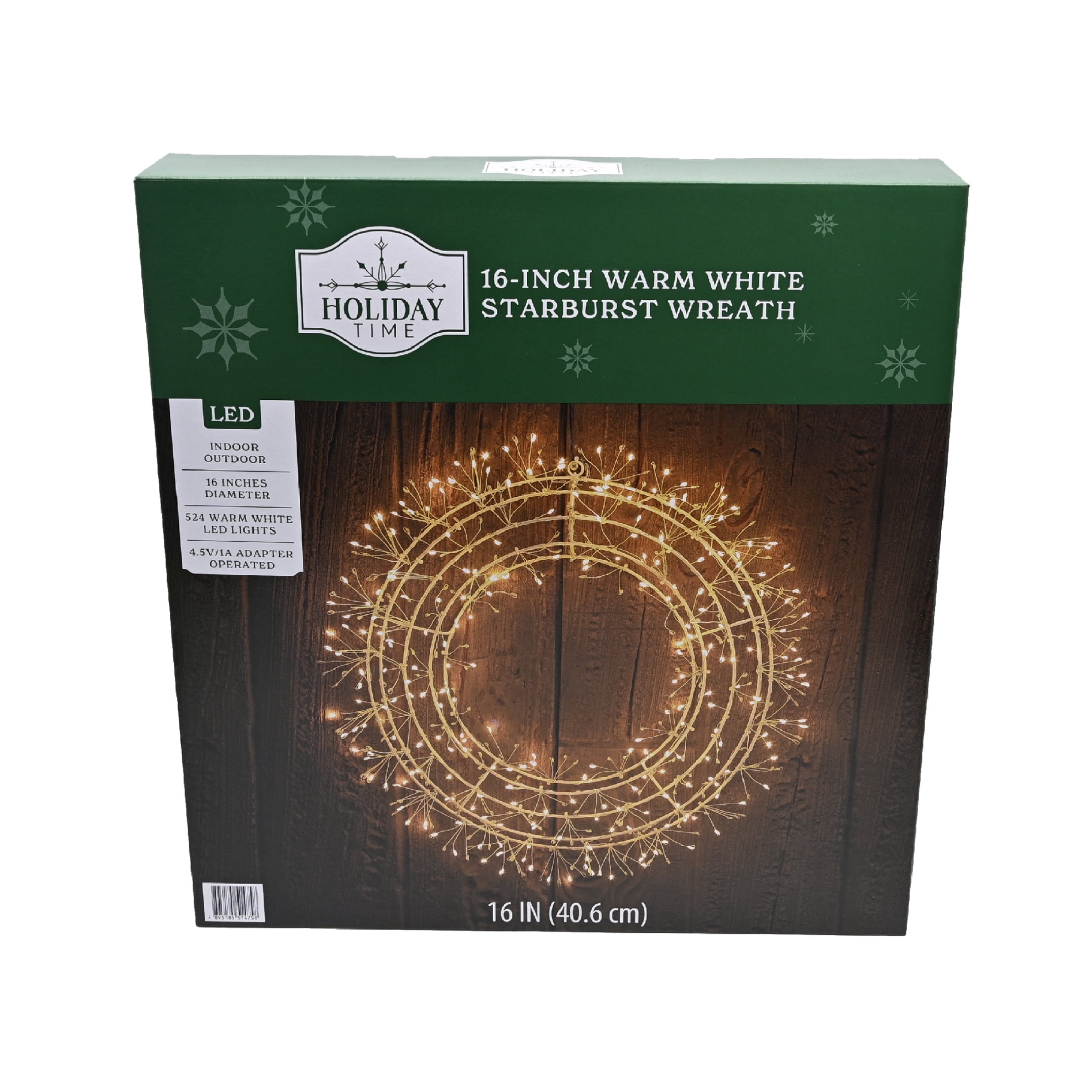 Light-Up Starburst Christmas Wreath, Warm White, 16", by Holiday Time