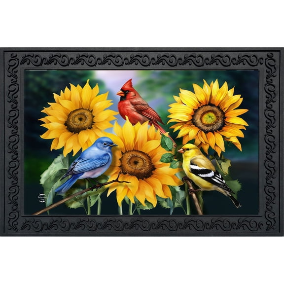 Briarwood Lane Summer Doormat 30x18 Indoor Outdoor Birds in the Garden For Summer Doormat