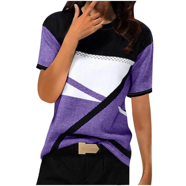 Women's Geometry Printed T-shirt Short Sleeve Blouse