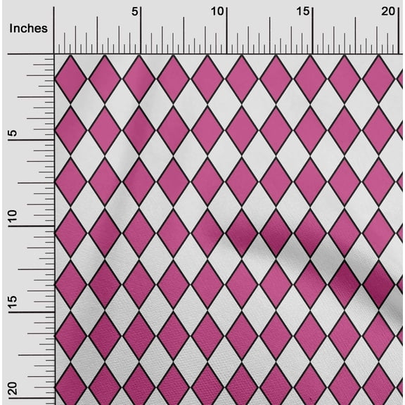oneOone Cotton Flex Pink Fabric Argyle Check Dress Material Fabric Print Fabric By The Yard 40 Inch Wide