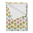 thumbnail image 2 of Owls Soft Flannel Fleece Throw Blanket, Floral Bird Daisies Oranges Sunglasses Stripes Swirls Hearts Colorful, Cozy Plush for Indoor and Outdoor Use, 70" x 90", Multicolor, by Ambesonne, 2 of 5