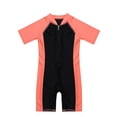 thumbnail image 3 of YEAHDOR Kids Boys One-Piece Swimsuit Juniors Short Sleeve Rash Guard Front Zipper Surfing Wetsuit Bathing Suit, 3 of 7