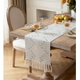 thumbnail image 2 of Boho Table Runner 13 x 90 Inch Long Natural Cotton Woven Runner with Tassels for Home Dining Table décor, for Modern Farmhouse Decor Coffee Table Runner, Taupe and Beige, 2 of 6
