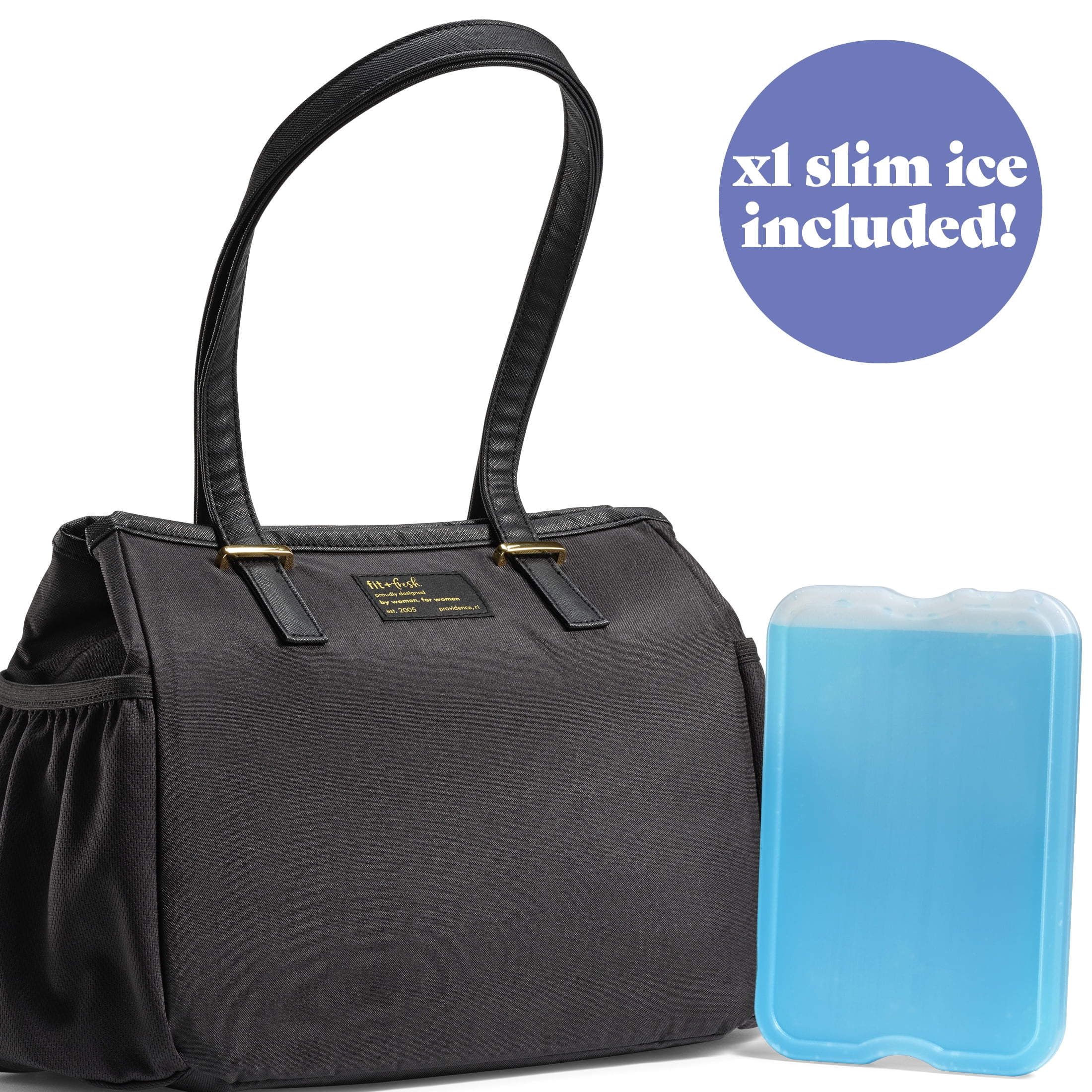 (5 pack) Fit & Fresh Copley Lunch Bag for Women, Large Lunch Tote, Reusable Insulated Lunch Bag for Work, Black, Best Used for On-the-Go Snacks, Workday Meals, and Travel