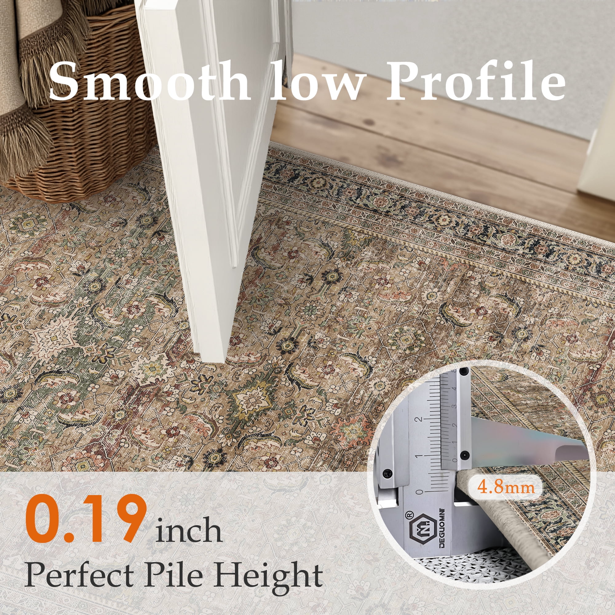 BERTHMEER 10’x14' Large Vintage Area Rugs Clearance for Living Room Bedroom Office Dining Room Farmhouse Brown Oriental Rugs Non Slip Traditional Distressed Rugs