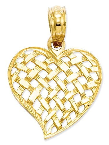 Heart 14k Yellow Gold Puff Puffs Charm Pendant Small Birthday Valentine 