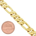 thumbnail image 2 of 9mm Diamond-Cut 14k Yellow Gold Plated Flat Figaro Chain Bracelet, 7 inches, 2 of 7