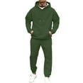 thumbnail image 2 of Hearthz Mens Sweatsuits 2 Piece Set Winter Fleece Hoodies and Cargo Sweatpants Set Drawstring Elastic Waisted Straight Leg Men's Sweatsuits with Kangaroo Pocket, 2 of 7
