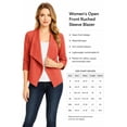 thumbnail image 5 of Women's Fitted Waist Length Jacket Open Front Draped Neck Ruched Sleeves, 5 of 5