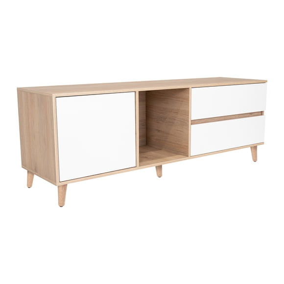 Mesa Para Tv Bored Beige y Blanco Virtual Muebles