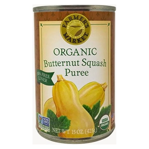 Farmer's Market Organic Canned Butternut Squash Puree, 15 Ounce (Pack of 2)