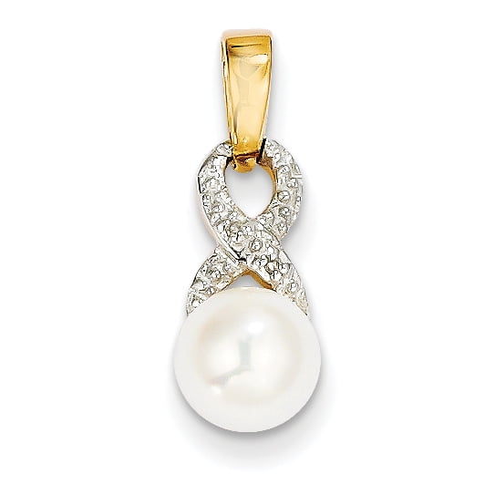 IceCarats - 14k Yellow Gold 8mm Freshwater Cultured Pearl Diamond ...
