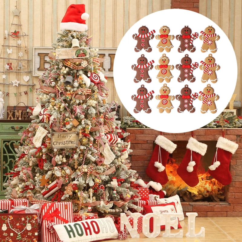 6Pcs Christmas Tree Gingerbread Pendant Xmas Tree Ornaments Home Hanging Decor 