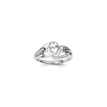 Sterling Silver Mop - 925 Sterling Silver Diamond Polished Mom Ring