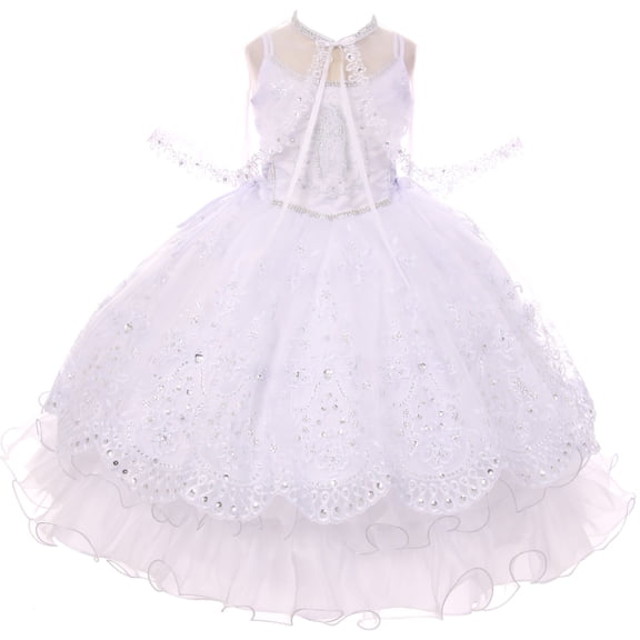 Little Baby Girl Spaghetti Strap Virgin Mary Embroidered Cape Set Baptism Girl Dress White 0 TR 415 BNY Corner