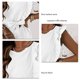 thumbnail image 5 of Top de verano para mujer, blusa holgada con cuello redondo y manga corta con volantes en capas, blusa con cinturón y lazo para mujer, color blanco L, 5 of 6
