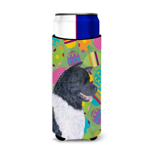 Caroline'S Treasures Ss4866Muk Akita Easter Eggtravaganza Ultra Hugger Para Latas Delgadas Enfriador De Latas Funda Hugger Lavable A Máquina Funda Para Bebidas Hugger Aislador Plegable Soporte Aislado