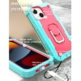 thumbnail image 5 of Allytech Compatible for iPhone 13 Mini 5.4"(2021) Case, 3-Layer PC & TPU Shockproof+ 1 PCS Tempered Glass Clear Screen Protector + 1 PCS Camera Protector + Ring Holder Stand Cover, Green + Rose, 5 of 6