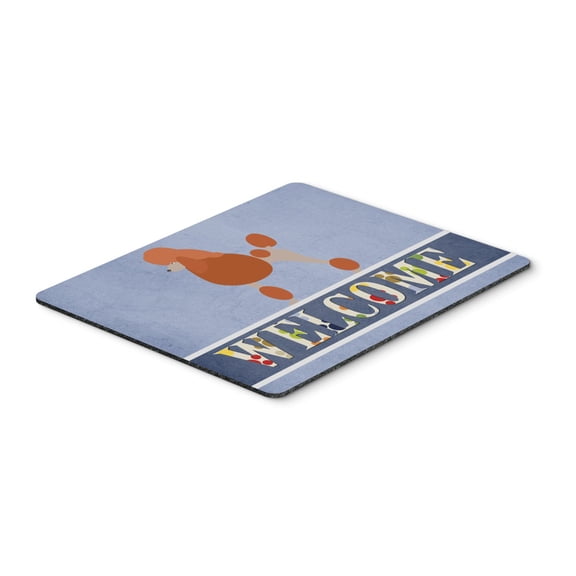 Royal Poodle Welcome Mouse Pad Hot Pad or Trivet Blue