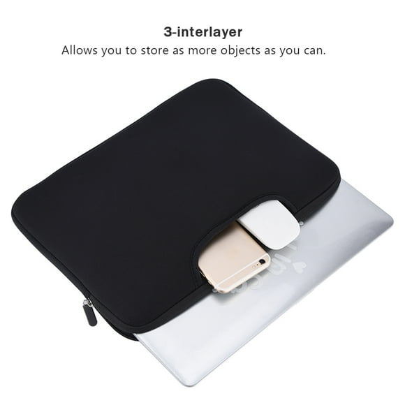 Bolsa de Cuaderno Anti-Colisión, Caja de Cuaderno, Portátil de Caja de Manga Negra/Gris para laptop