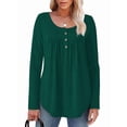 thumbnail image 3 of Camisas de Larga para Mujer, Conjuntos de Otoño, Cuello Redondo, Túnicas Casuales, Blusas de Moda, Ropa de Moda. Verde Oscuro M, 3 of 6