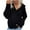 Black, variant on IROINNID Womens Sweater V-Neck Pullover Sweater Solid Color Loose Mid-Length Long Sleeve Knit Sweater Coat