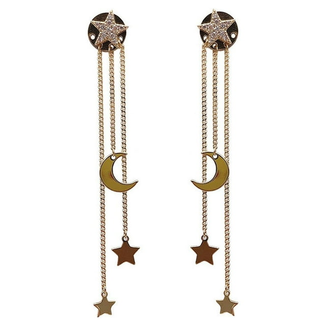 Pendientes de 2 Piezas Minnieouse Estrella Luna Borla Larga