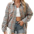thumbnail image 2 of vigerkar Women's Oversized Plaid Flannel Button Down Long Sleeve Fall Winter Jacket (Light Gray, XL), 2 of 6