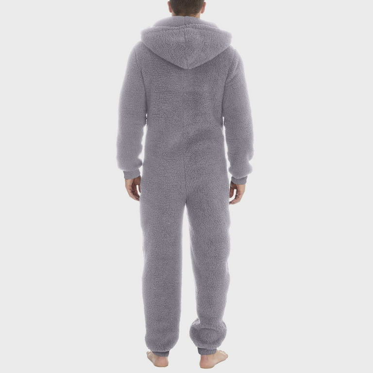 Men Artificial Wool Long Racing Jumpsuit for Men Sleeve Pajamas