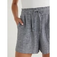 thumbnail image 5 of Time and Tru Women's Linen Blend Shorts with Smocked Waist, Sizes XS-XXXL, 5 of 7