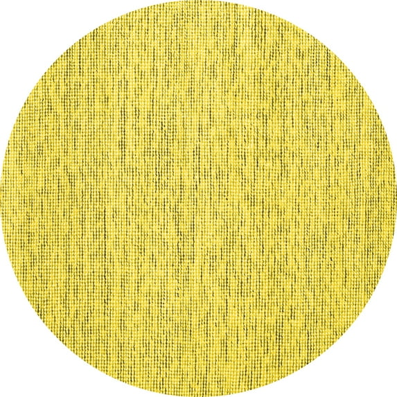 Ahgly Company Indoor Round Abstract Yellow Contemporary Area Rugs, 4' Round