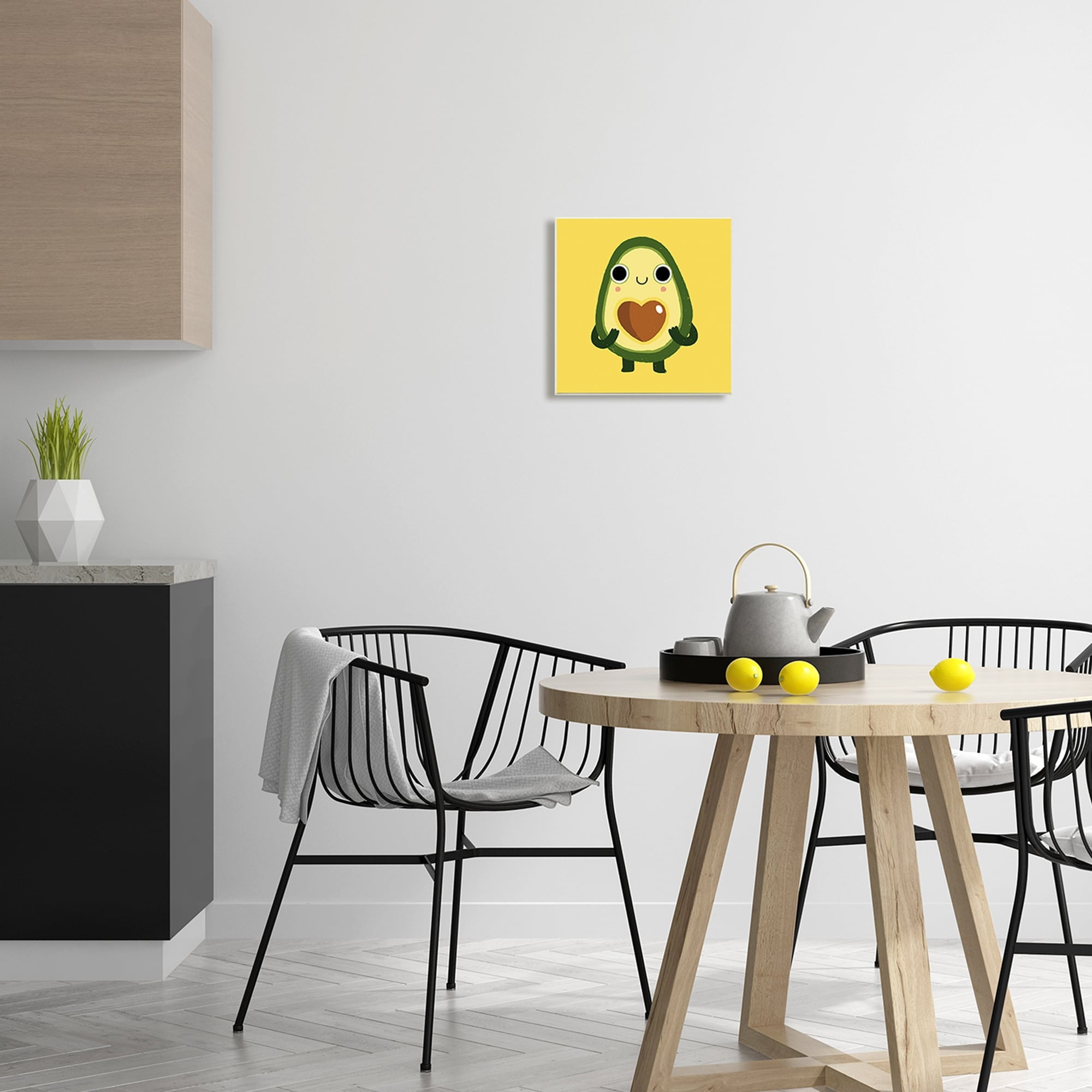 Stupell Industries Endearing Avocado Heart Shape Seed Smiling Cartoon Wood Wall Art, 12 x 12, Design by Michael Buxton