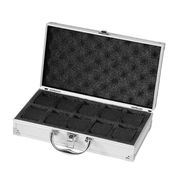 Estuche para relojes Estuche de transporte Antigolpes Colección Regalo Organizador con cerradura Reloj de viaje 10 cuadrículas