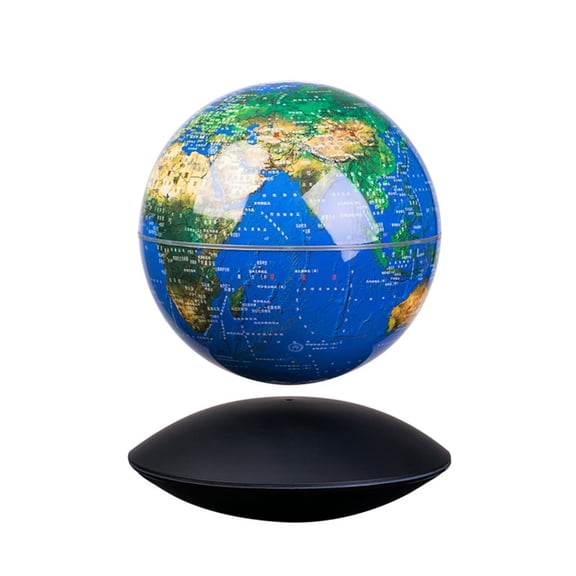 Levitating Blue Globe with LED Light, Floating Magnetic World Map Globe for Home Office Decor, Spinning Anti-Gravity Desk Ornament, Gift for Kids & Adults