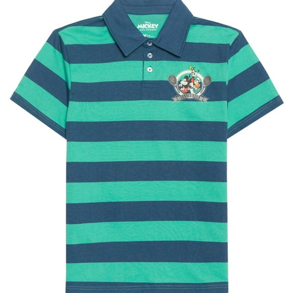 Disney Mens Mickey Mouse, Tennis Club Polo Shirt, Green, Small