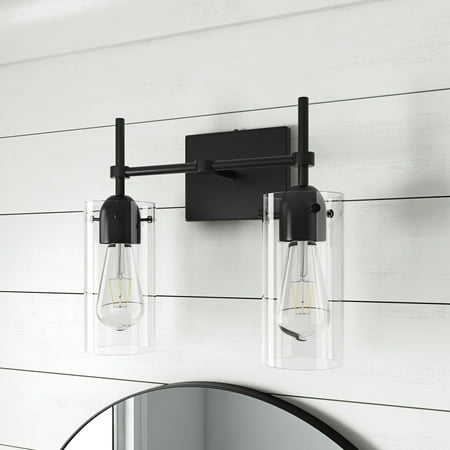

Awien 2-Light Vanity Light Matte Black Wall Sconce Industrial Classic Light Fixture
