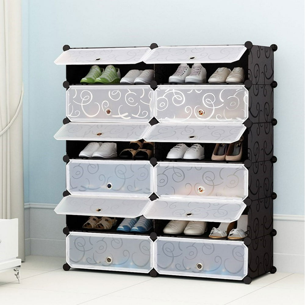 Topcobe 6Tier Storage Organizer, Black Shoe Rack 12 Cube Storage Unit