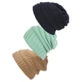 thumbnail image 1 of Bonnet Tricoté pour Femmes Lot de 3 - Beige/menthe/marine, 1 of 1